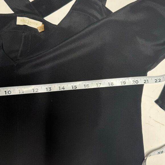 Ramy Brook Riley Cold-Shoulder V-Neck Silk Top in Black XS - Picture 7 of 11